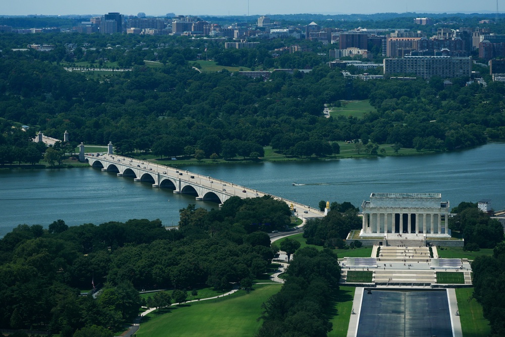 Critics of the arch argue it lacks legal permission and will disrupt the carefully planned view between the Lincoln Memorial and Arlington National Cemetery (AP)