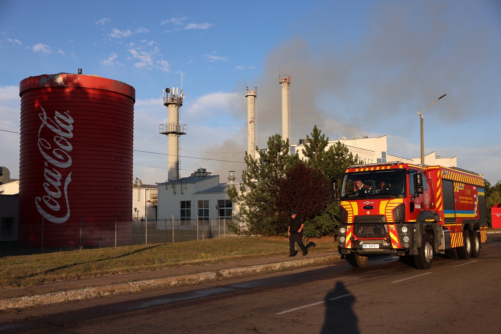 Ukrainian rescuers work at a Coca-Cola factory hit by a Russian strike, in the Kyiv region on September 3, 2026, amid the Russian invasion of Ukraine (AFP/Getty)