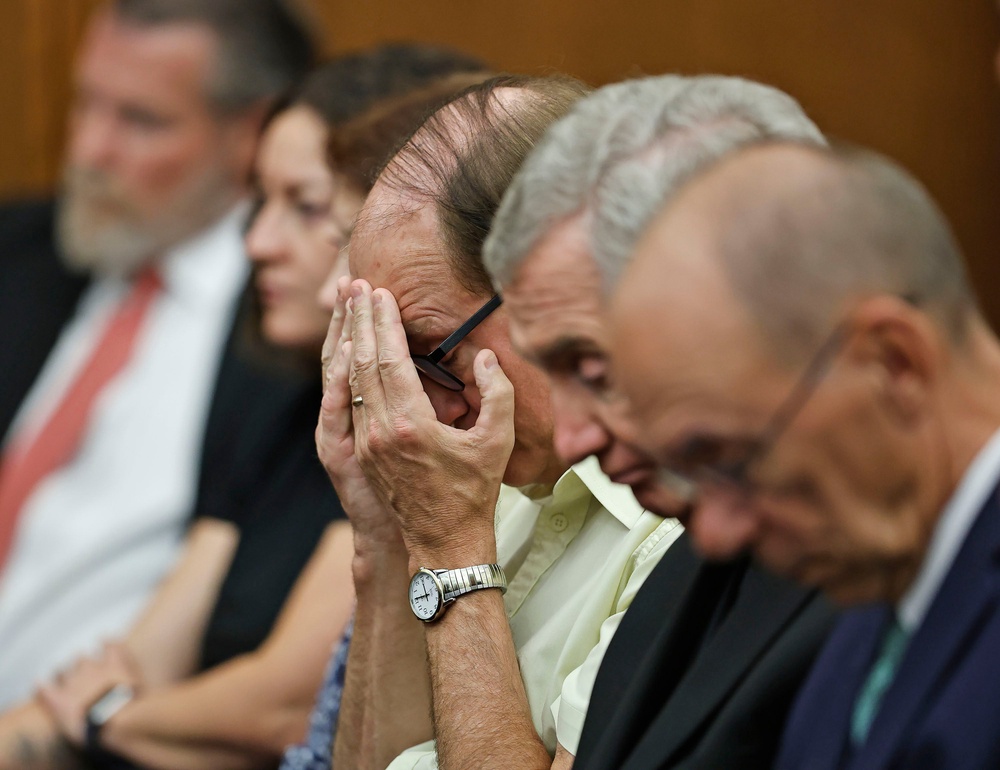 Mike Musgrove reacts to jury question during the Lindsay Clancy trial in Plymouth, Mass., on Thursday, Sept. 3, 2026. (Greg Derr/The Patriot Ledger via AP, Pool) (AP)