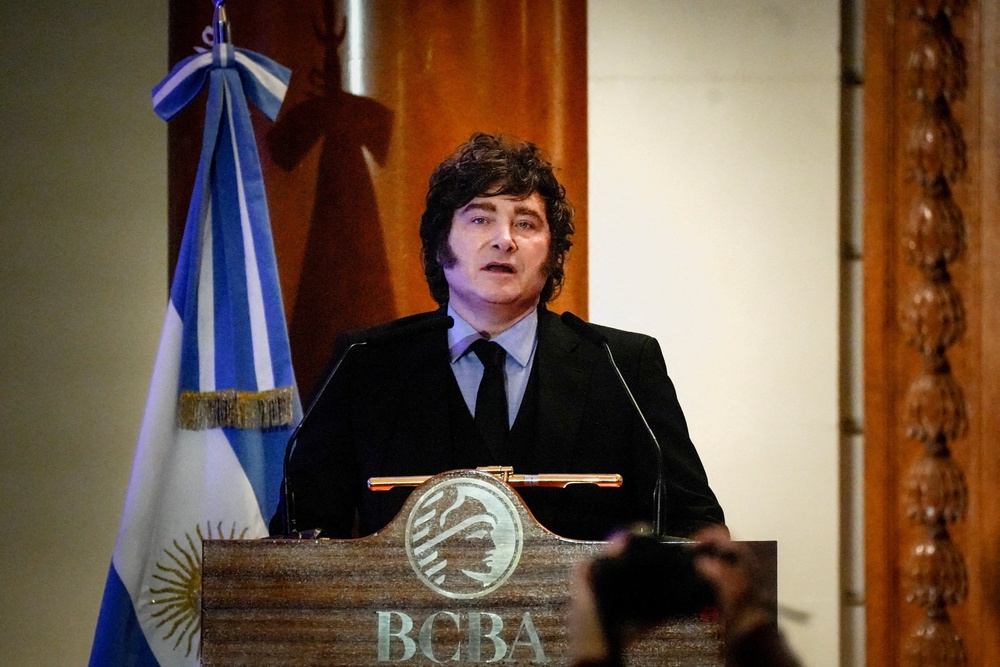 Javier Milei, pictured in July, said on Thursday that Argentina would 'prevail' in reclaiming the Falklands (Reuters)