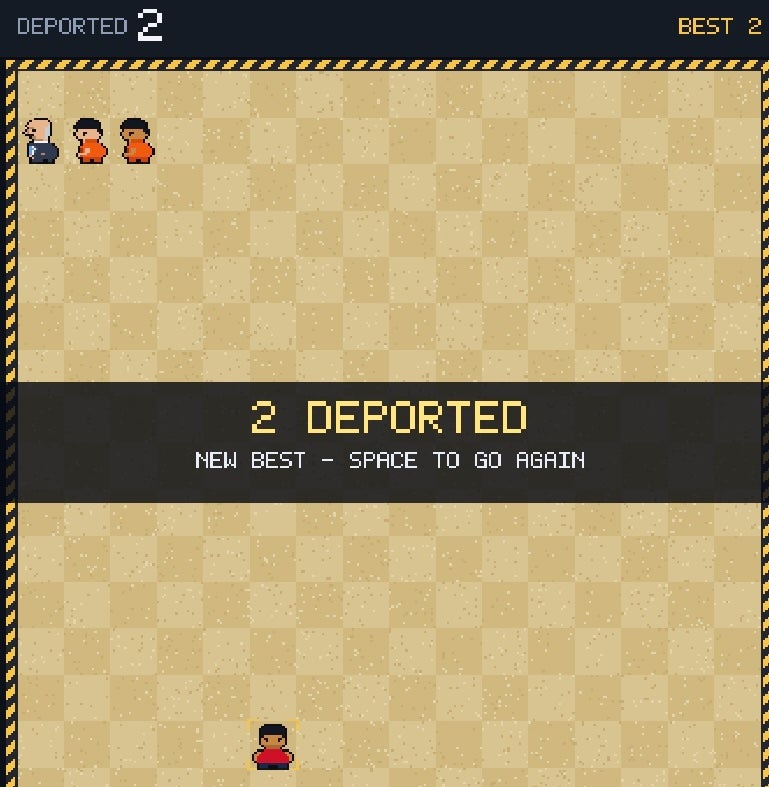 In 'Rio Run,' players are Border Patrol moving along the Rio Grande to pick up immigrants trying to cross the southern border and deport them (White House)