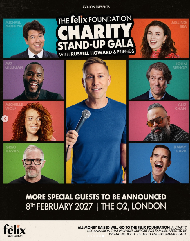 The poster for Russell Howard's charity event (Instagram/Russell Howard)