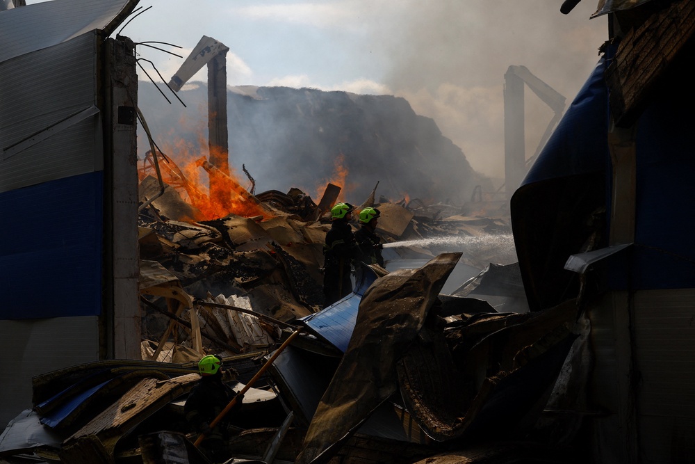Aftermath of a Russian drone attack in Ukraine earlier this week (Reuters)