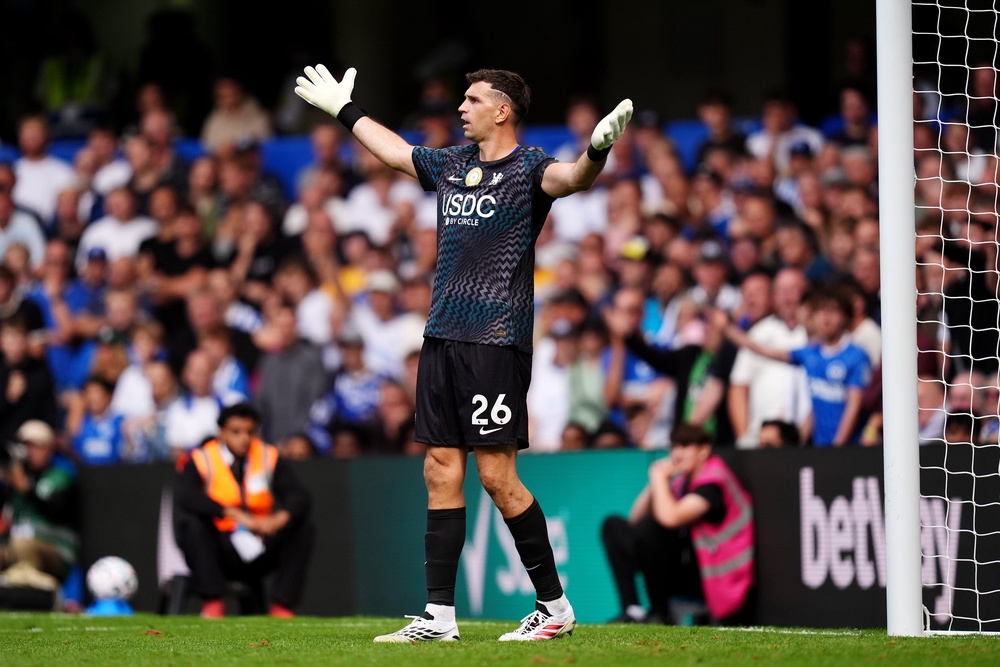 Chelsea goalkeeper Emiliano Martinez in action against Brighton (PA)
