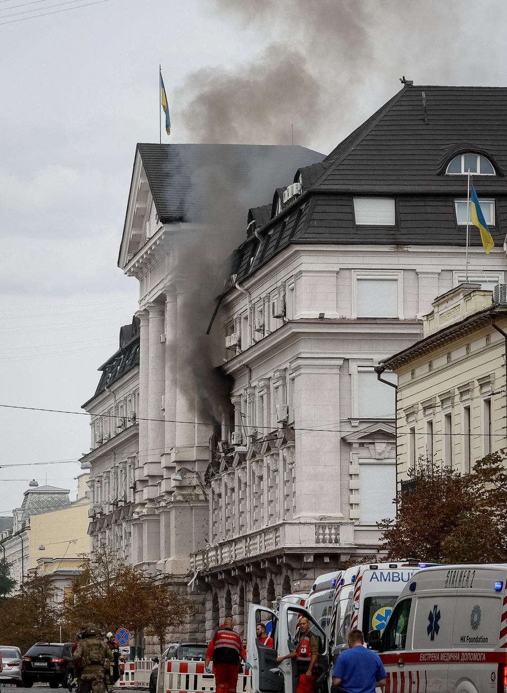 A drone targeted the office of acting head of the SBU Oleksandr Poklad (Reuters)
