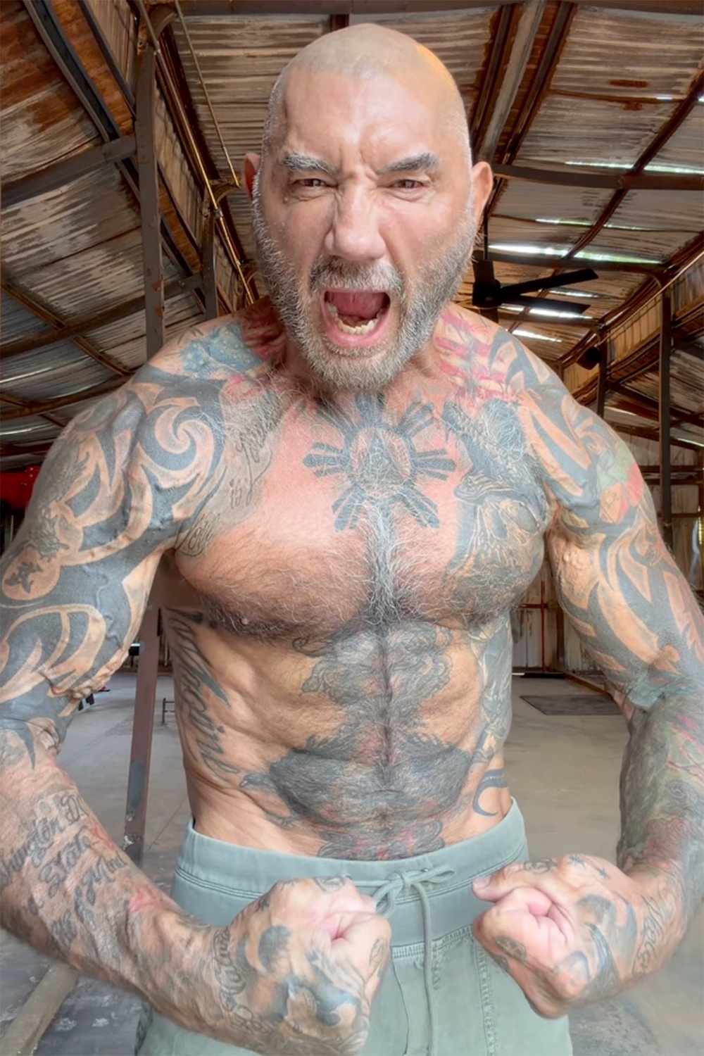 Dave Bautista showed off his ripped physique on Instagram ahead of taking on the role of Kratos in ‘God of War’ (Instagram)