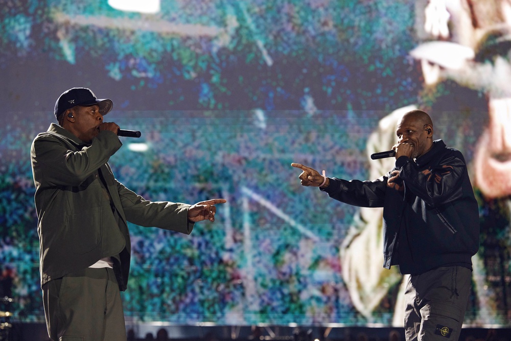 Jay-Z was joined on stage by a number of guests including Giggs (right) (PA)