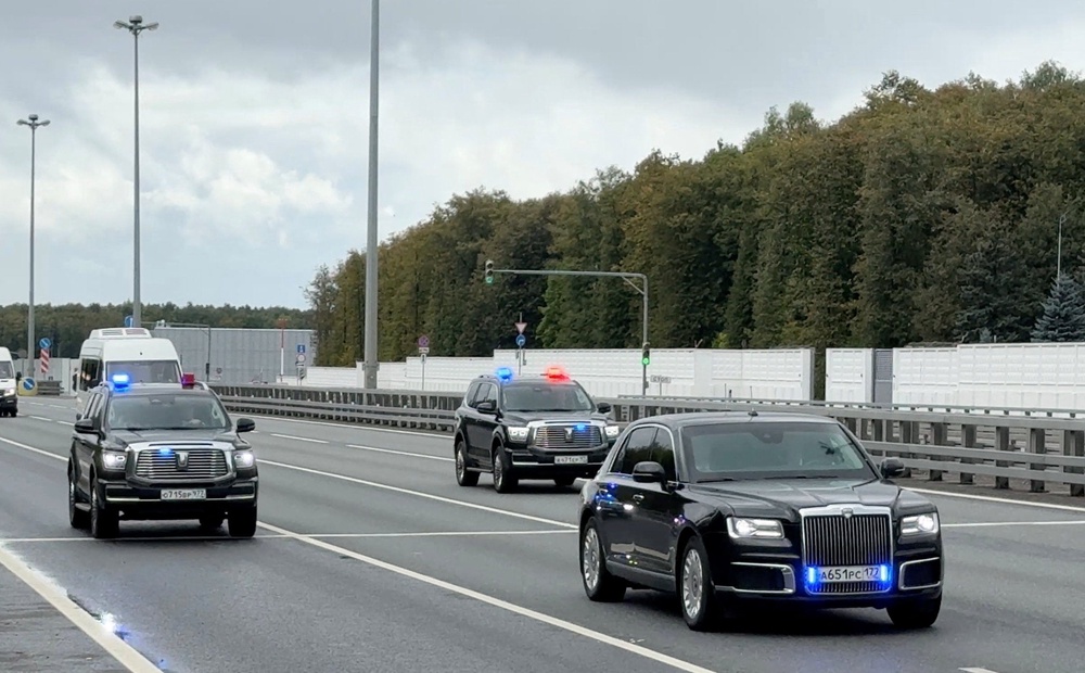 A motorcade believed to be carrying US officials, including President Donald Trump's special envoy Steve Witkoff and son-in-law Jared Kushner, leaves Vnukovo International Airport in Moscow, Russia (Reuters)
