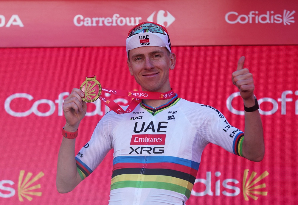 Tadej Pogacar will not defend his rainbow jersey (Reuters)