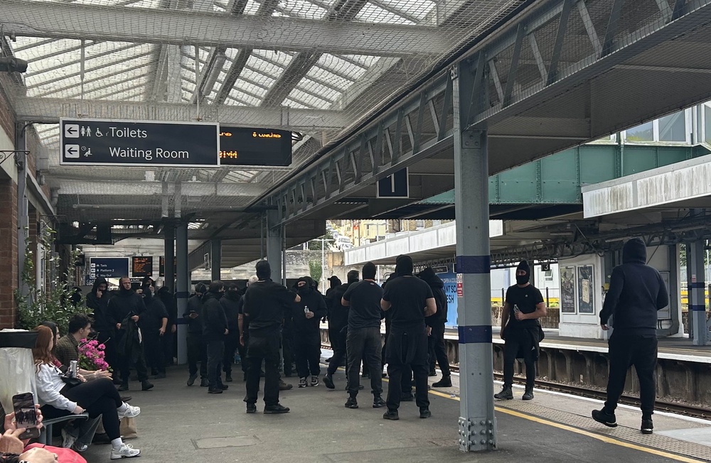 Protesters at Dover Priory train station (Oscar Rihill/PA) (PA Wire)
