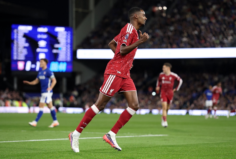 Isak scored twice against Ipswich on Friday, showing signs that he could yet prove to be a good signing at Anfield (Getty)