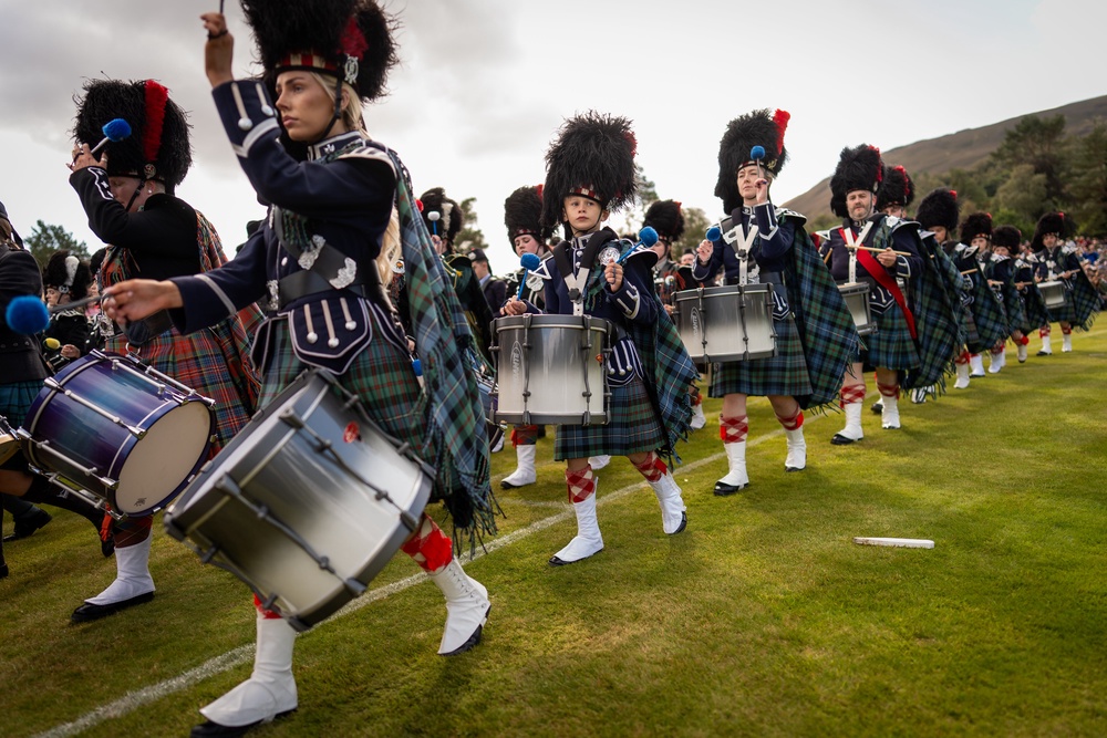 The parade of pipe bands started the event (Aaron Chown/PA) (PA Wire)