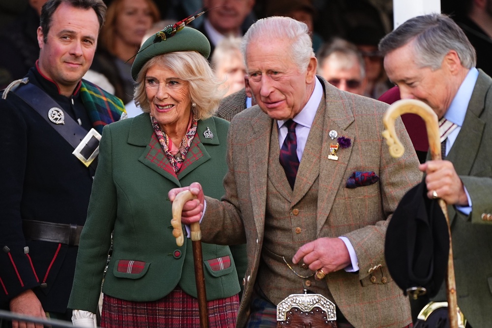 The King and Queen were welcomed to the Princess Royal and Duke of Fife Memorial Park, a short distance from the royals’ summer retreat at the Balmoral estate in Aberdeenshire (Aaron Chown/PA) (PA Wire)