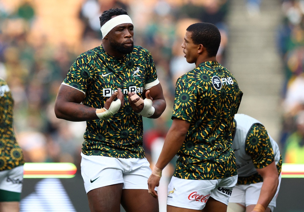 South Africa's Siya Kolisi during the warm up before the match (Reuters)