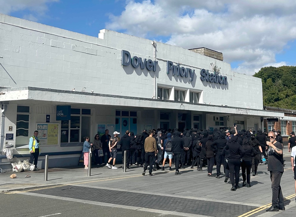 Mr Thomas thanked his supporters for their action in Dover, where 300 men held a protest over immigration on Saturday (PA)