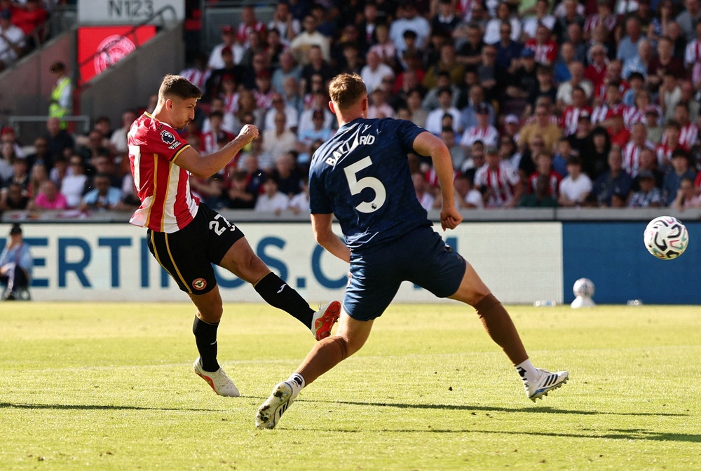 Brentford's Vitaly Janelt scores their first goal (Reuters)