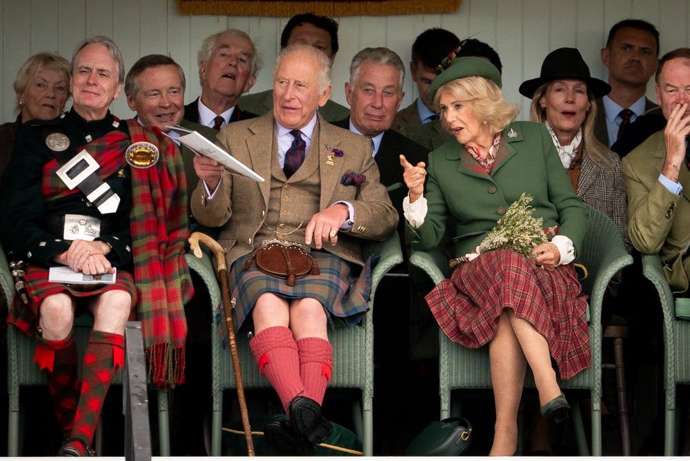 The royal couple at the Braemar Gathering at the Princess Royal and Duke of Fife Memorial Park (Aaron Chown/PA) (PA Wire)
