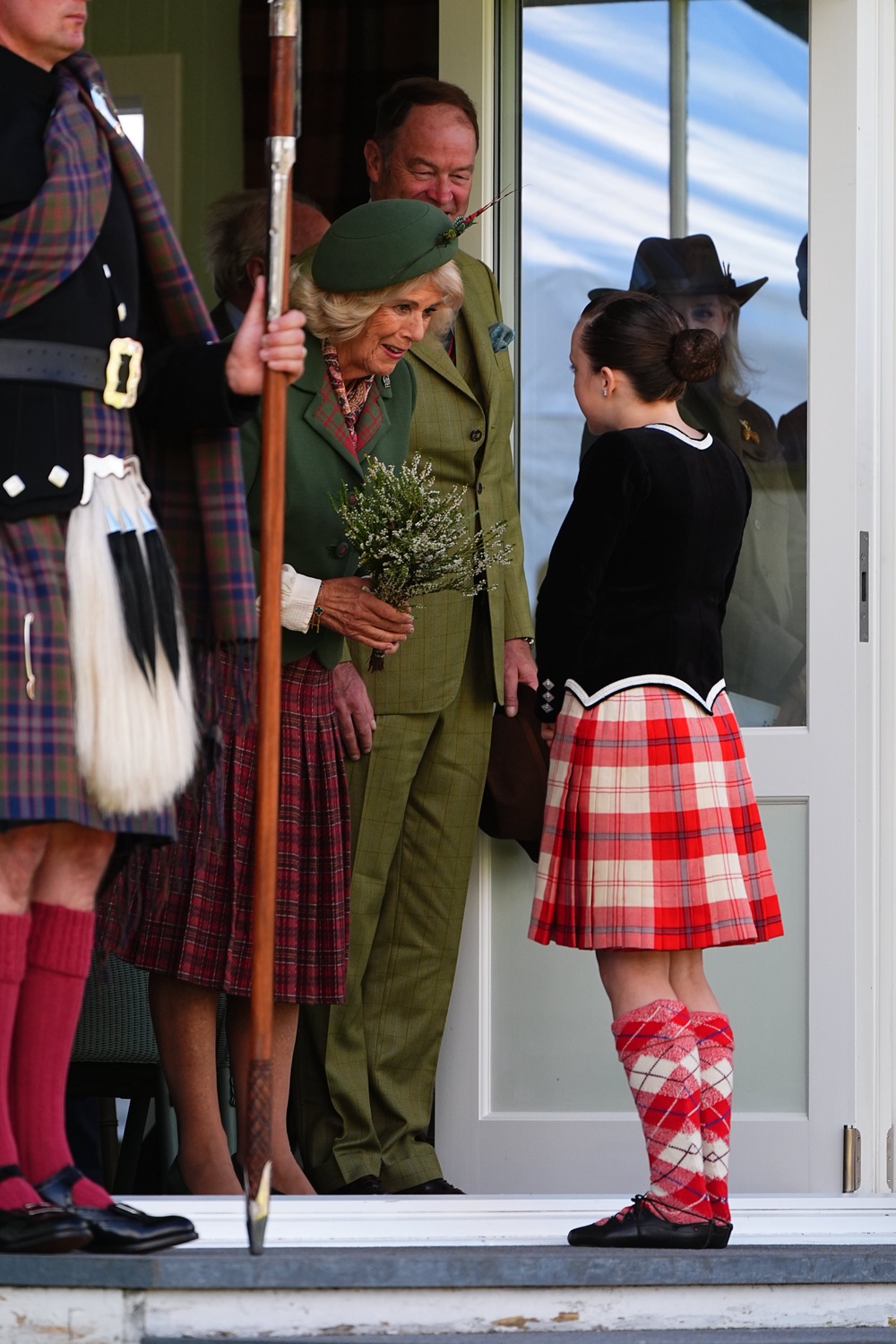 Camilla was presented with a heather posy (Aaron Chown/PA) (PA Wire)
