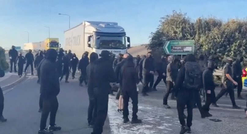 Image from: Dover protest latest: Government condemns masked ‘stop the boats’ demonstration that blocks roads
