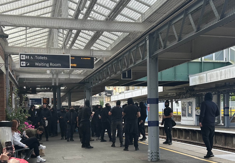 Protesters at Dover Priory train station on Saturday (Oscar Rihll/PA) (PA Wire)