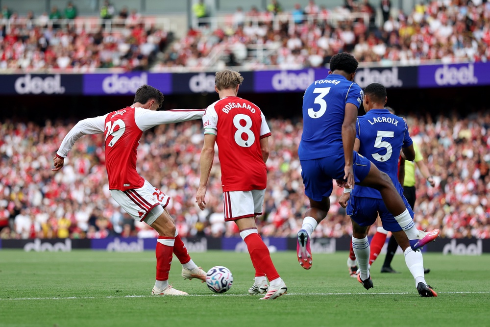 Kai Havertz rifled home Arsenal’s first goal (Getty)