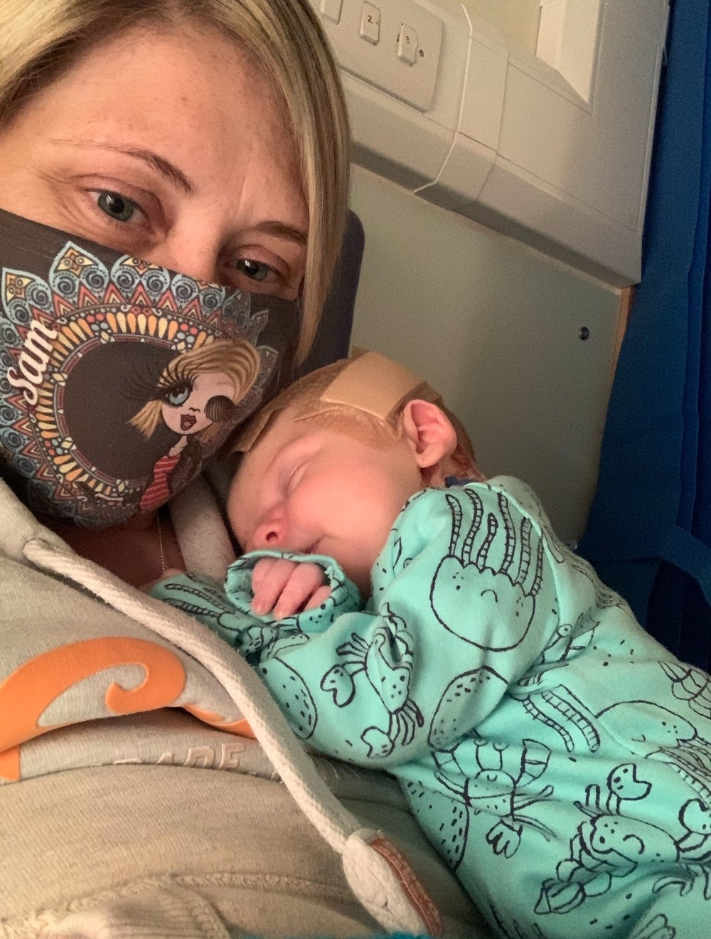 Joey in hospital with his mum, Sam. (Joey in hospital with his mum, Sam/PA)
