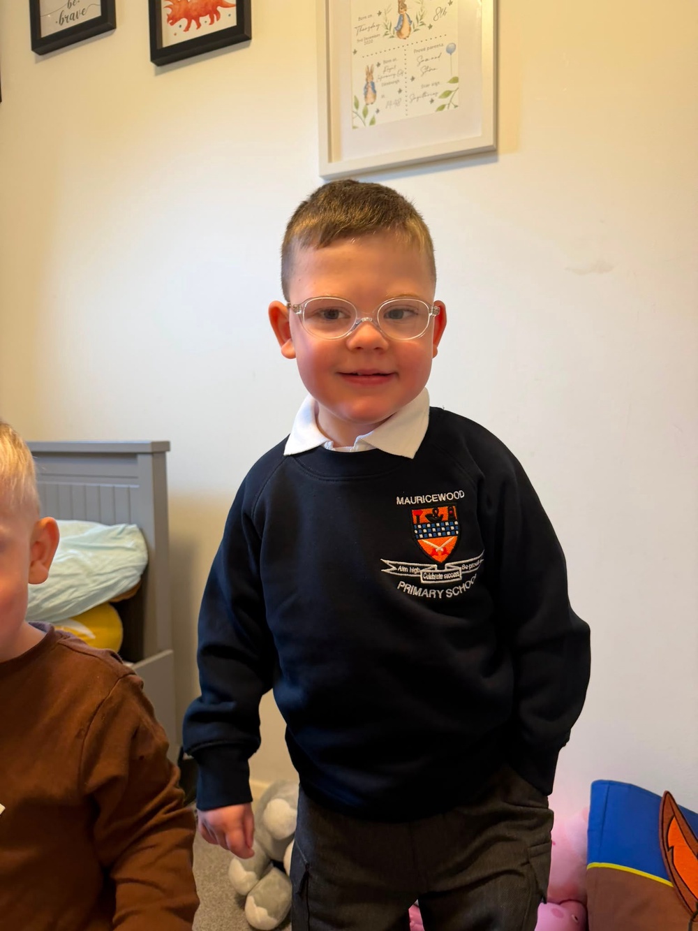 Joey Sharp on his first day of school. (Brain Tumour Research/PA)
