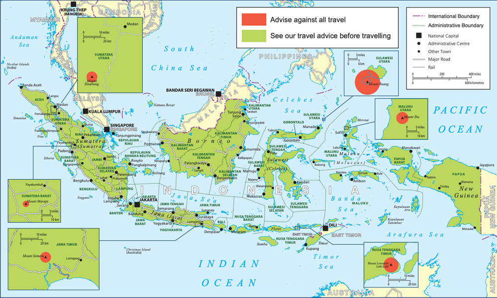 The Foreign, Commonwealth and Development Office (FCDO) advises against all travel to a number of volcanoes in Indonesia (FCDO)