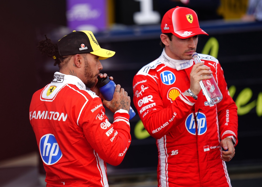 Lewis Hamilton and Charles Leclerc clashed on Sunday (PA)