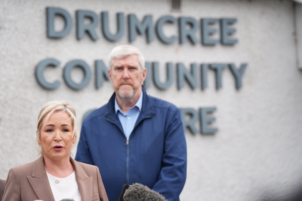 First Minister Michelle O’Neill, with John O’Dowd MLA (right) (Niall Carson/PA) (PA Wire)