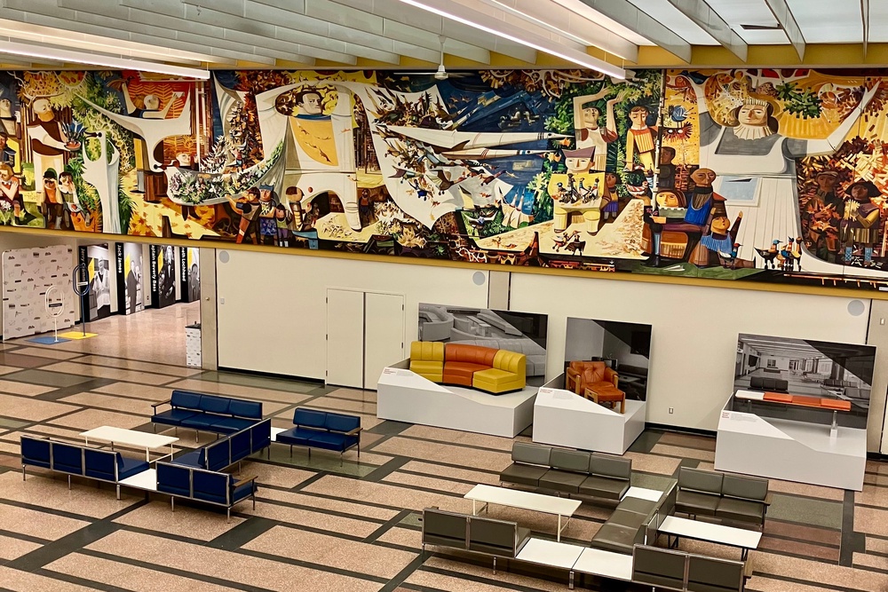 Gander International Airport lounge has a large mural by artist Kenneth Lochhead (Lucy Gillmore)