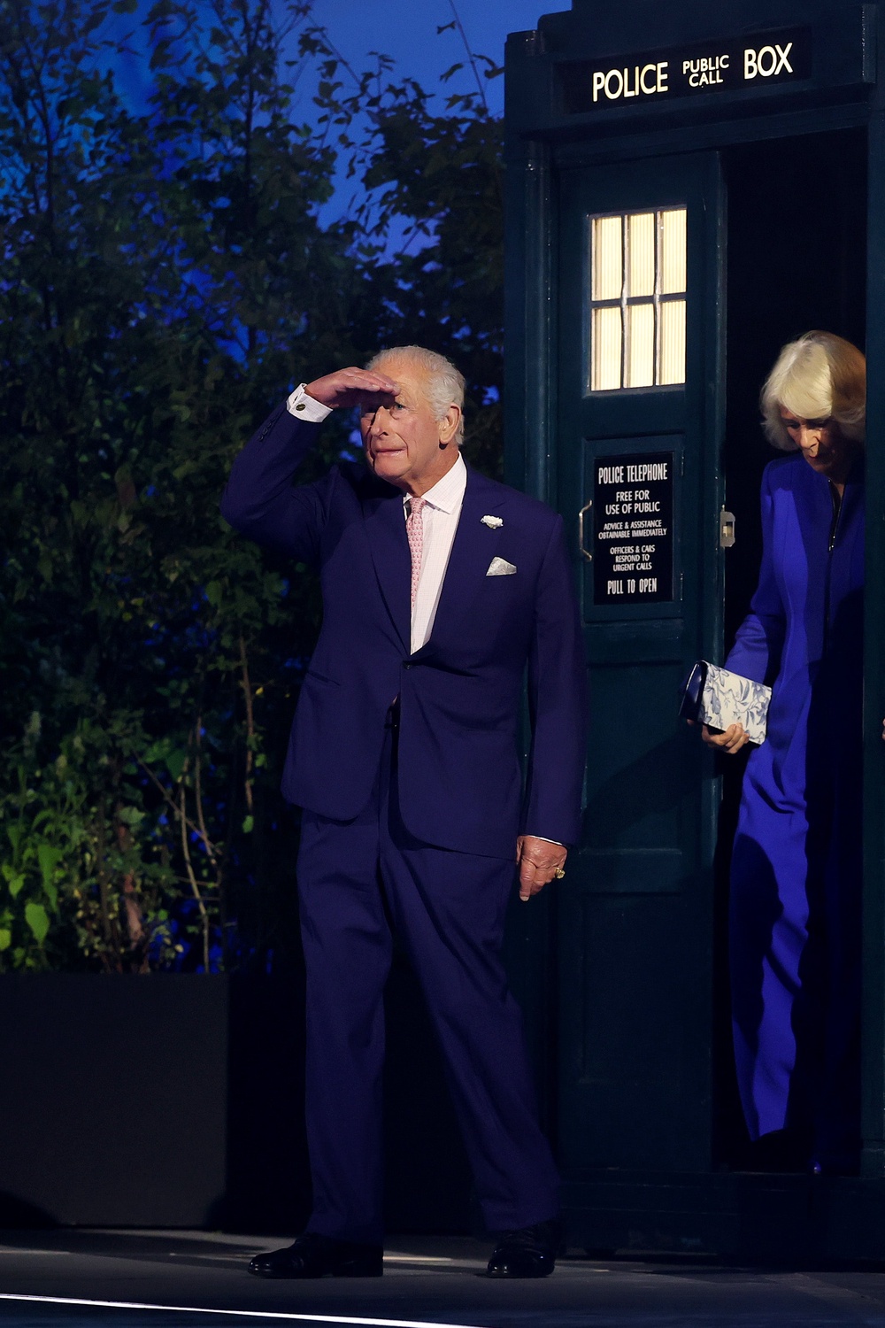 King Charles III and Queen Camilla walk out of the TARDIS during the opening ceremony ahead of the Glasgow 2026 Commonwealth Games (Getty)