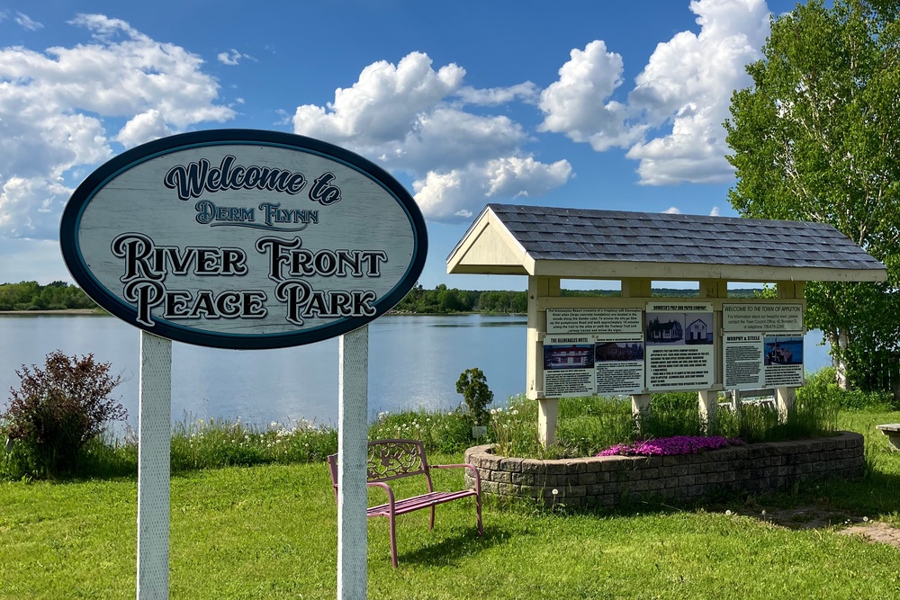 Derm Flynn Riverfront Peace Park was built using donations from stranded airline passengers hosted by the town of Gander, Newfoundland, during the events of 9/11 (Lucy Gillmore)