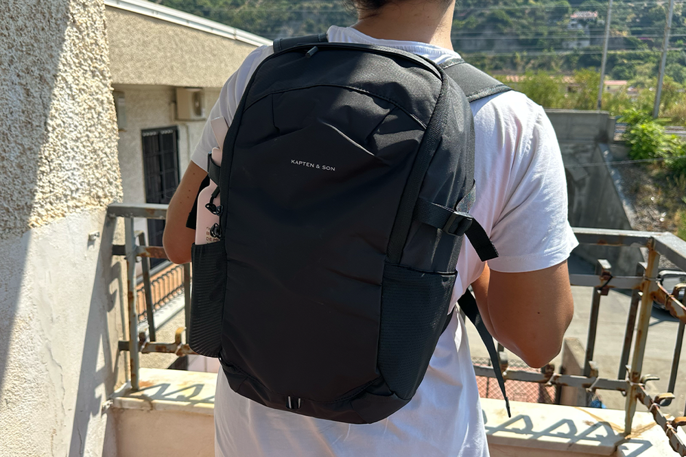 It has a chest strap on the front to keep it securely in place while cycling or hiking (Alessia Armenise/The Independent)