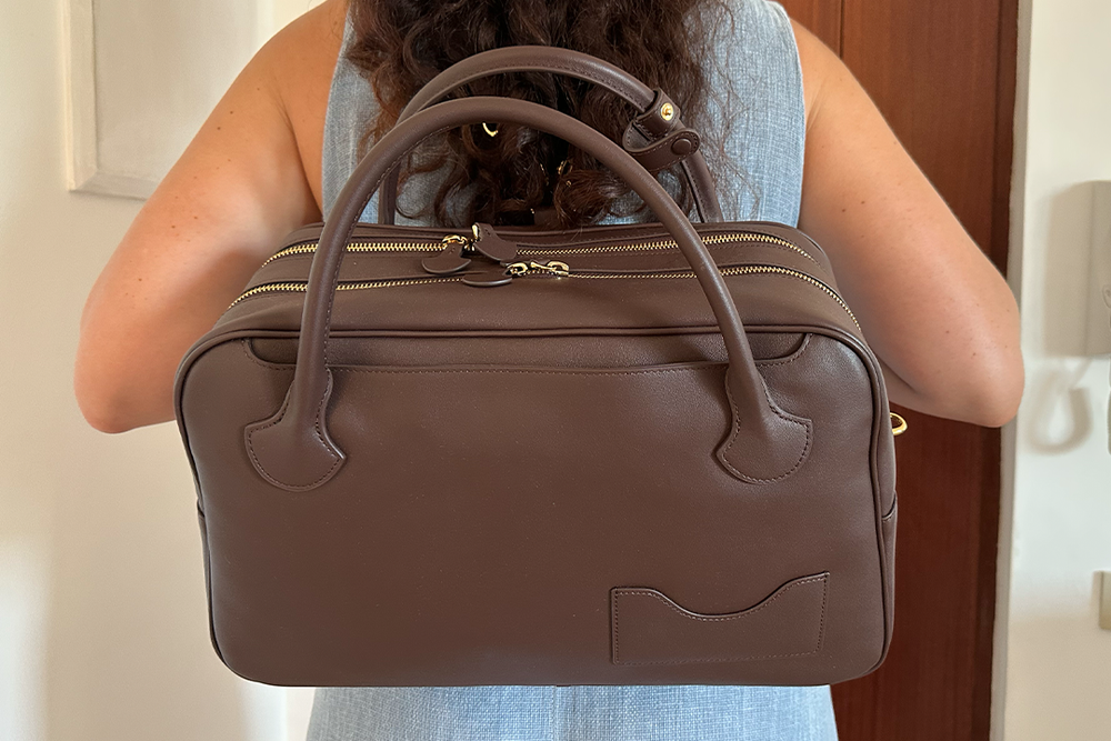 It can be worn as a crossbody, carried as a handbag or worn as a backpack (Alessia Armenise/The Independent)