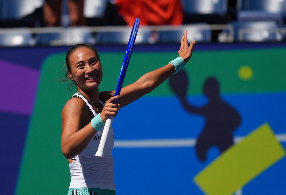 Including her third-round win over Keys, Zheng won successive sets from 0-5 down (Reuters)