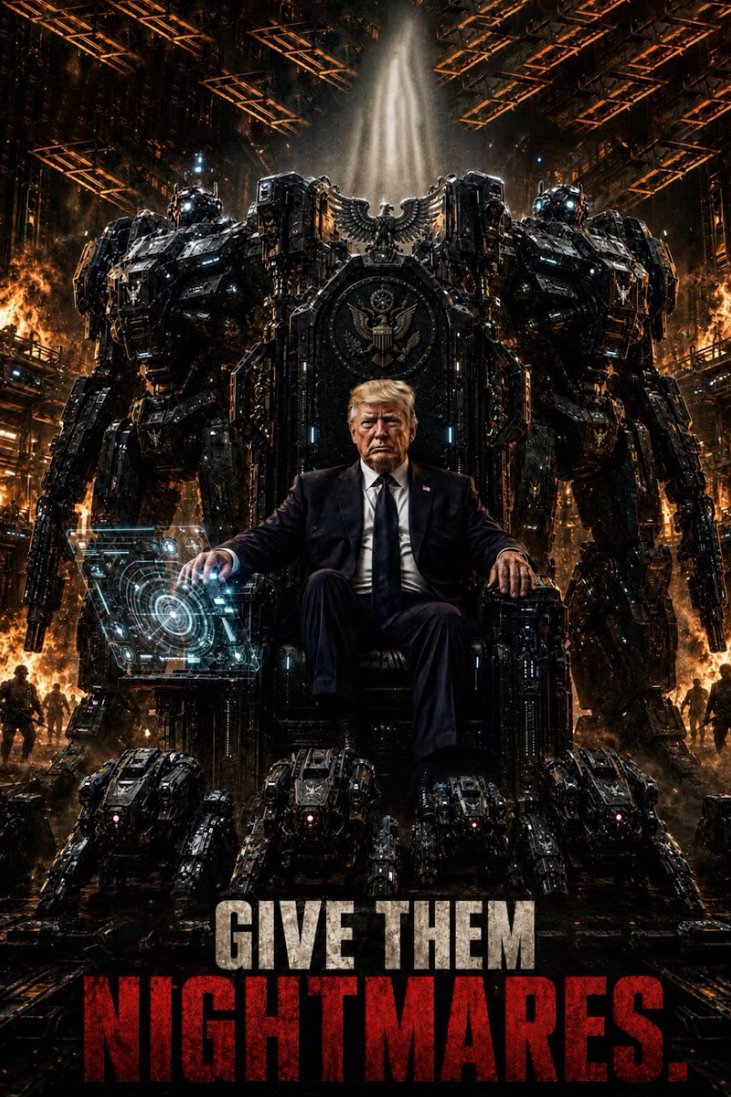 Trump posted many memes on his platform over the weekend, including several in which he posed alongside menacing, Transformers-inspired giant robots (Donald Trump/Truth Social)