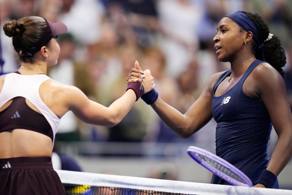 Coco Gauff, right, beat Iva Jovic in straight sets (Frank Franklin II/AP) (AP)