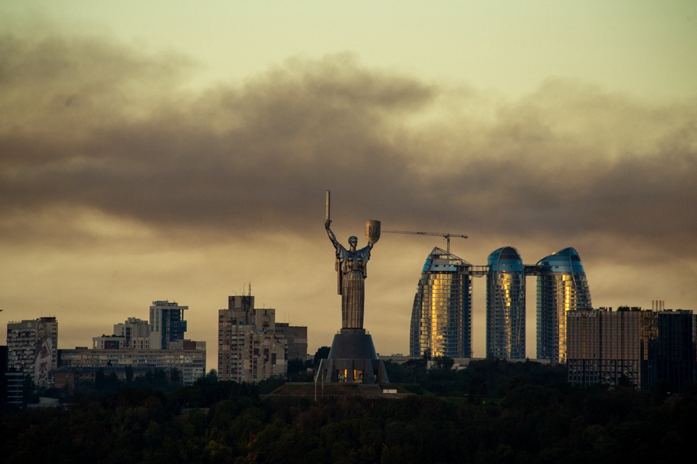 This photograph shows smoke rising following Russian missiles strike in Kyiv (AFP/Getty)