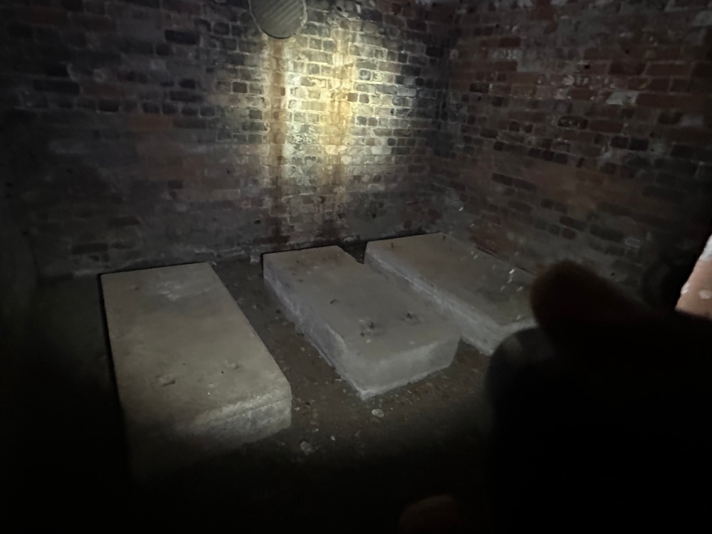 The concrete platforms for the generators that powered the decoy city are still in place inside the bunker (The Independent)