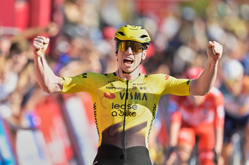Brennan was responsible for five of Visma’s seven stage wins, a record haul for the team at a Grand Tour (AP)
