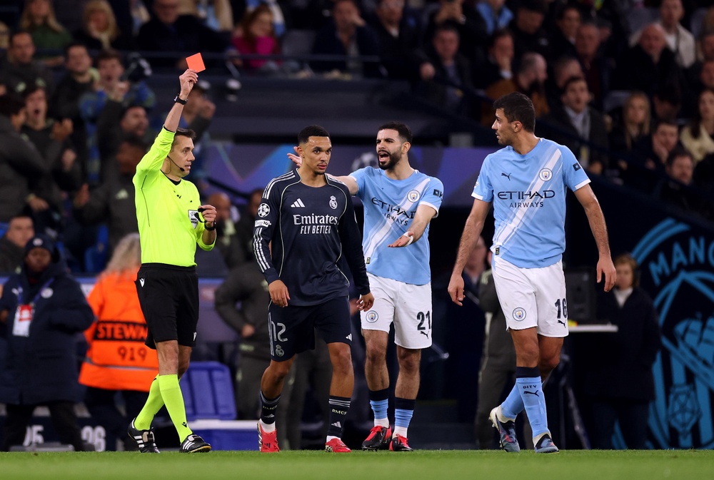 Bernardo Silva was sent off when Real Madrid defeated Manchester City last season (Getty)