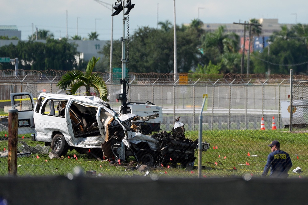 The five victims were traveling in a van owned by Professional Ocean Service Corp., a company contracted to clean planes (AP)