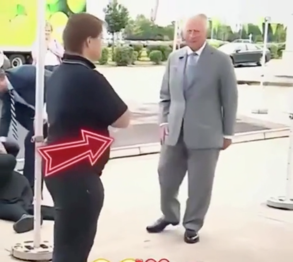 The shortened clip used by Donald Trump shows King Charles appearing to throw up his hands in helplessness, before swiftly turning to walk away from the collapsed man. However, the full footage and unedited showed Charles putting out his arm to try and catch the supermarket worker (@realDonaldTrump/Truth Social)