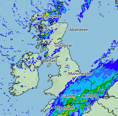 Most of the UK is set to see heavy rain on Tuesday before warmer conditions return (Met Office)