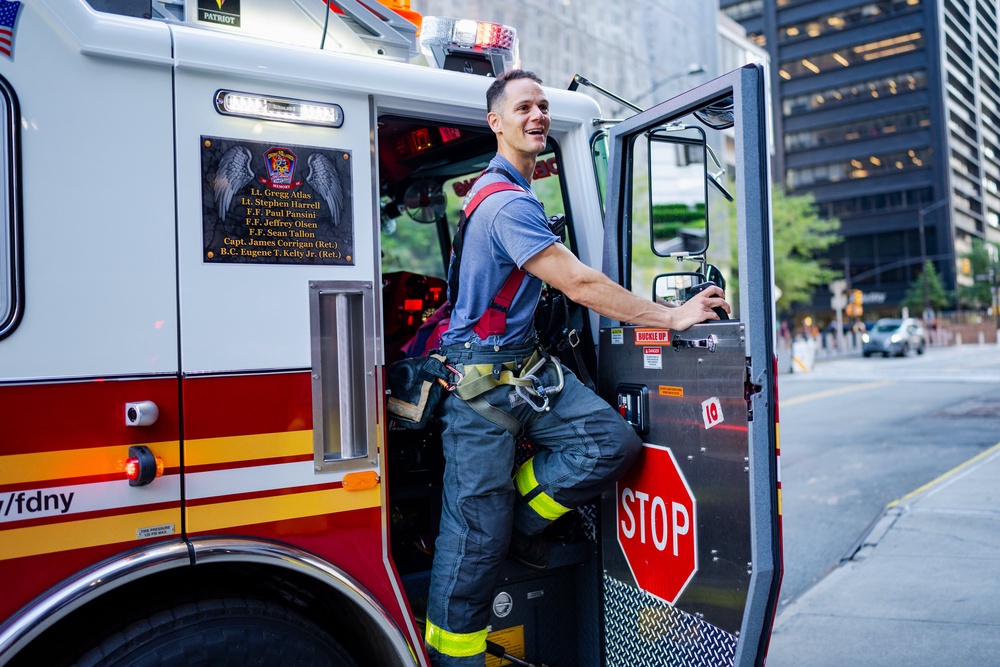 Lt. Anthony Giannone of Ladder 10 FDNY work near Ground Zero, 25 years on from that fateful day (Copyright 2025 The Associated Press. All rights reserved.)