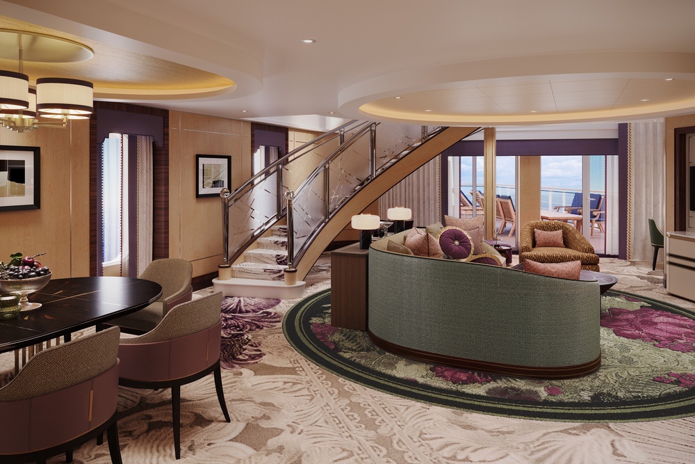 Rendering of a Princess Grill Suite living room (Cunard)