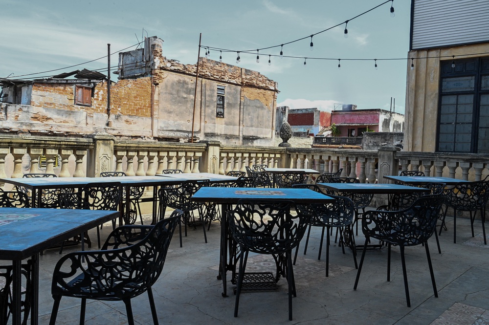 Empty tables at La Guarida, one of Cuba's best-known restaurants internationally (AFP via Getty Images)
