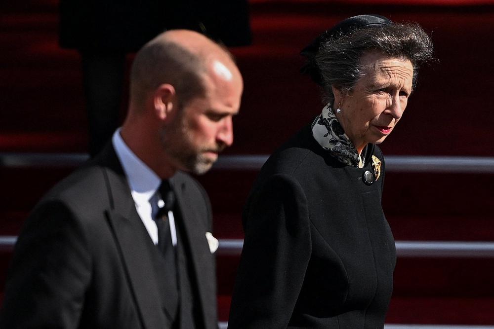 Prince William, Prince of Wales and Princess Anne, Princess Royal walk, after the funeral ceremony for Norway's King Harald at Oslo Cathedral (Reuters)