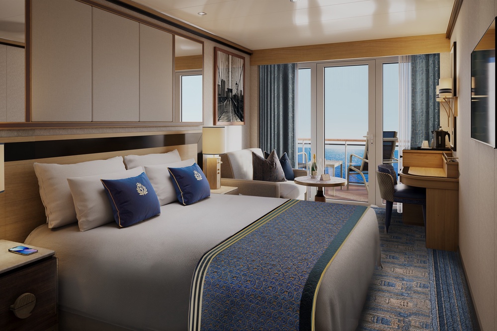 Rendering of a Britannia Stateroom aboard the Queen Mary 2 after its refurbishment (Cunard)